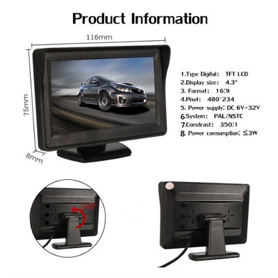 Layar Monitor Lcd Mobil LCD monitor mini TFT 4.3 inch monitor 4,3 Receiver parabola Monitor Parkir