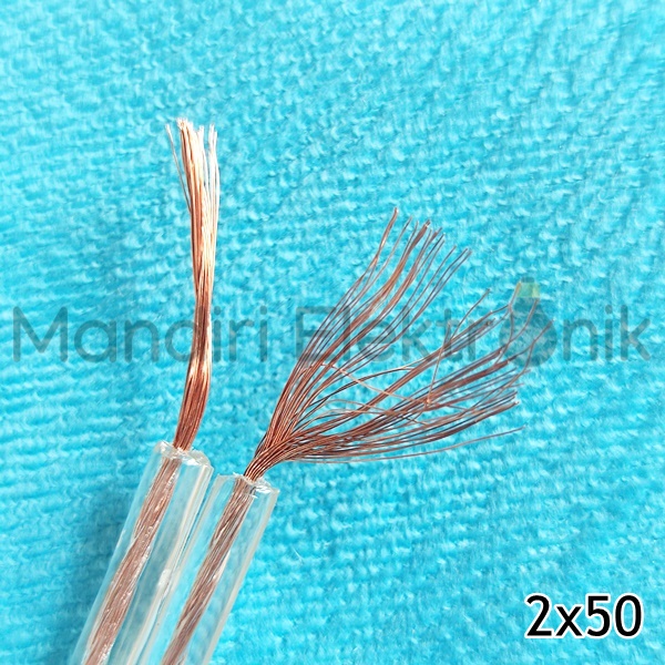 Kabel Listrik Transparan 2x50 per meter - Kabel Audio - Kabel Listrik Audio 2 x 50 Meteran