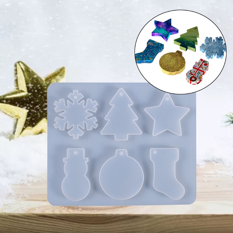 SIY  Christmas Snowflake Snowman Epoxy Resin Mold Pendants Ornaments Silicone Mould DIY Crafts Home Decorations Jewelry Casting Tool