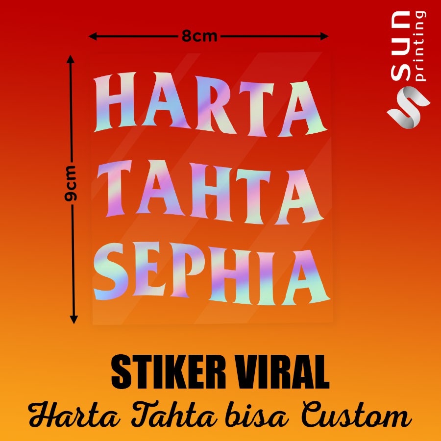 STIKER HARTA TAHTA (HARGA PALING MURAH CUMA 3RBAN) BISA CUSTOM UK 8X9CM (TAHAN AIR)-2