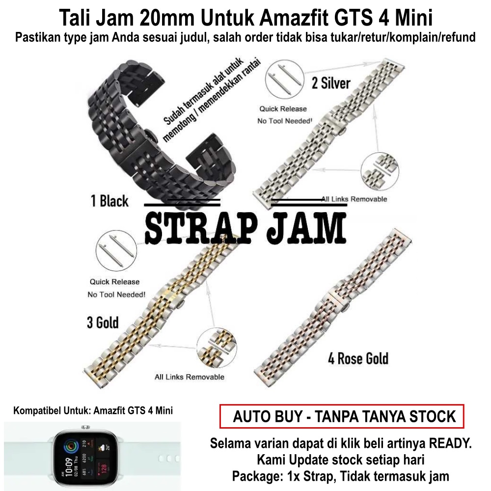 Tali Jam Tangan Amazfit GTS 4 Mini - Strap 20mm Dual Color Stainless Steel