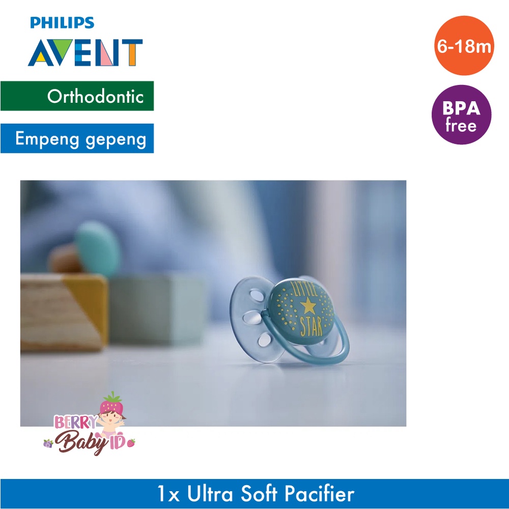 Philips Avent Soother Soft Single Pacifier Empeng Bayi 0-6m 6-18m Berry Mart