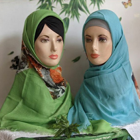 hIjab segi empat katun lembut bunga rawis