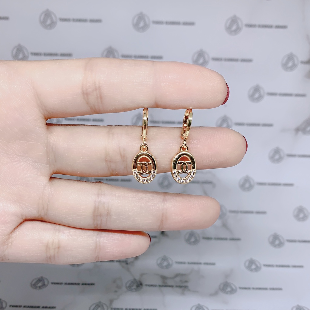 Xuping Gold Anting dewasa Perhiasan Wanita Model Clip Permata *55