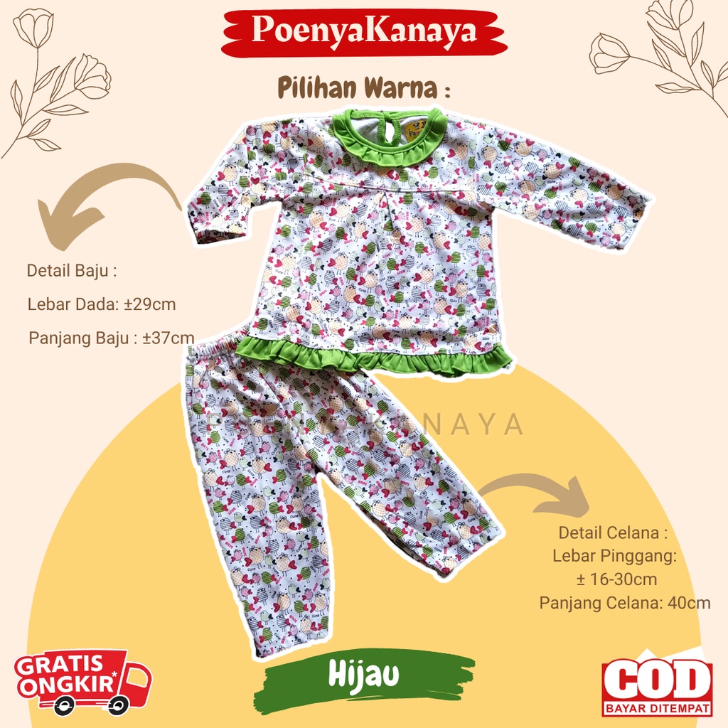 Setelan Baju Bayi Piyama Bayi Panjang Perempuan Cute Bird Fauzan 6-18 Bulan SPY97