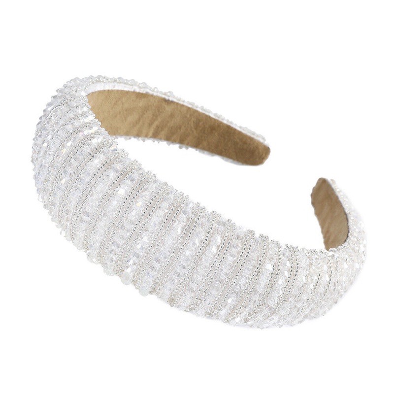 full crystal headband aksesoris rambut wedding bando kristal putih white korean fashion style