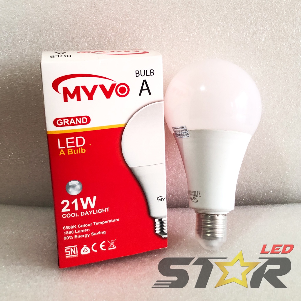 LAMPU MYVO Grand Bulb A LED 12 WATT 15 WATT 18 WATT 21 WATT LAMPU MURAH IRIT HEMAT ENERGI AWET TAHAN LAMA STAR LED