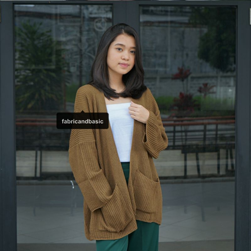 [ TEBAL ] Cardigan Rajut Oversize Wanita  |  Lavella Kardigan Rajut Oversize Outer Wanita-Bronze