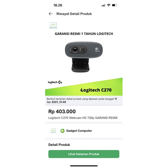 JUAL WEBCAM LOGITECH C270 SECOND