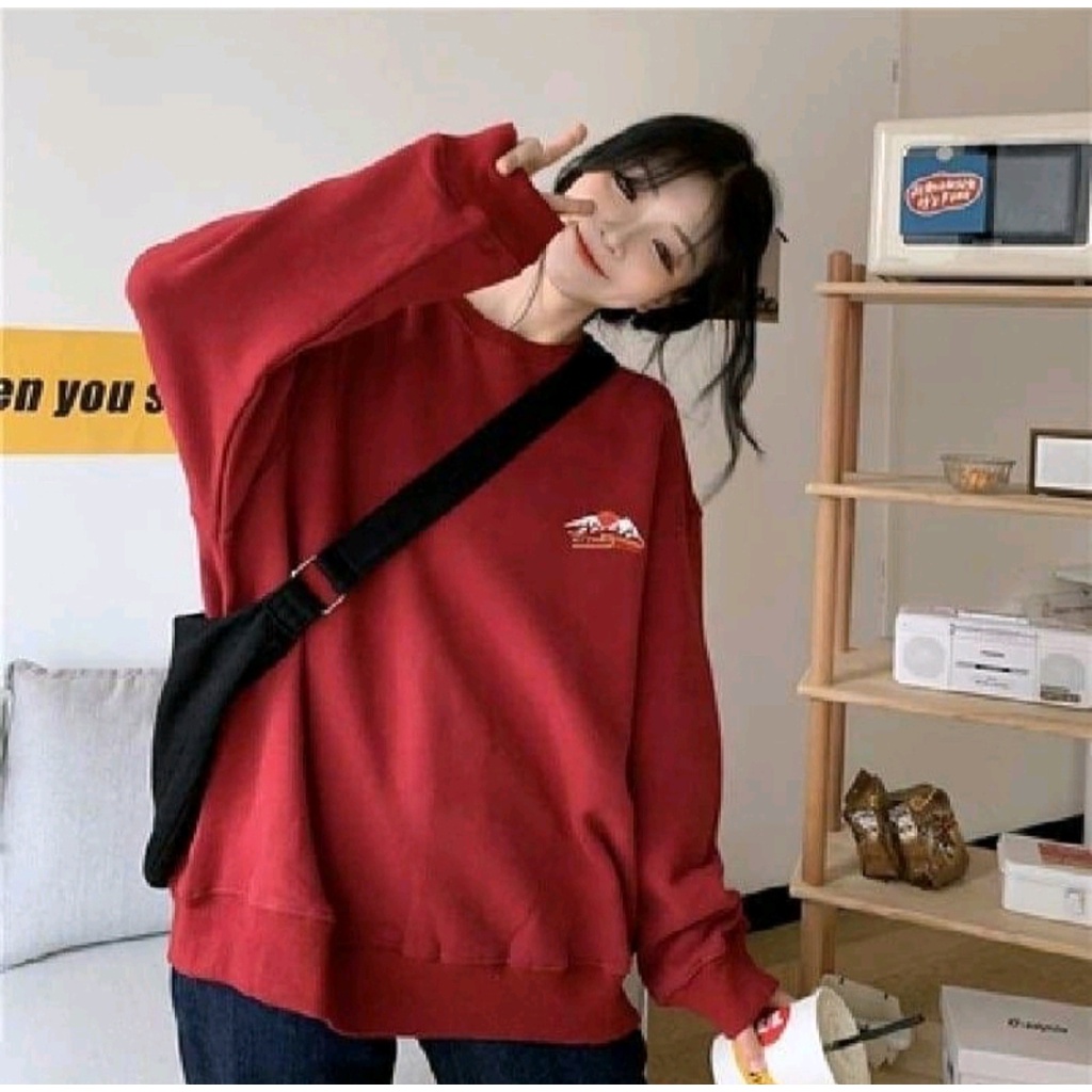 LAZY OVERSIZE SWEATER OBLONG CREWNECK WANITA