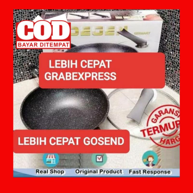 Wok pan mogen german MOEGEN Marble Wok Pan Wajan Mogen 30cm lapisan marble