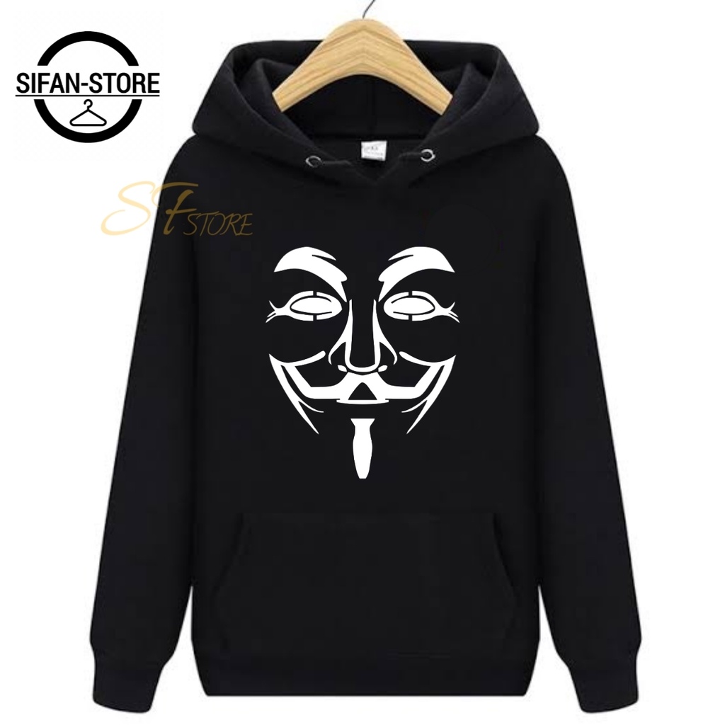 Jaket Distro Sweater Hoodie Anak Anonimous Hacker Topeng (COD) Topeng ANONYMOUS HACKER VENDETTA MASK