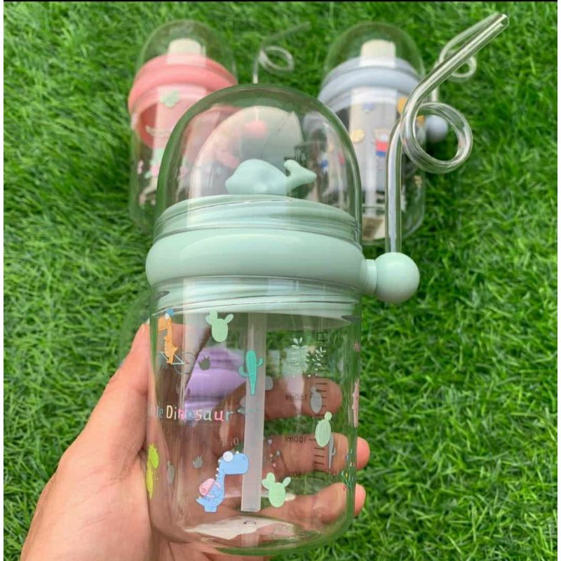 Botol Air Minum Portable Anti Bocor Motif Kartun Dengan Sedotan Keong Untuk Anak lumba - lumba [KK]