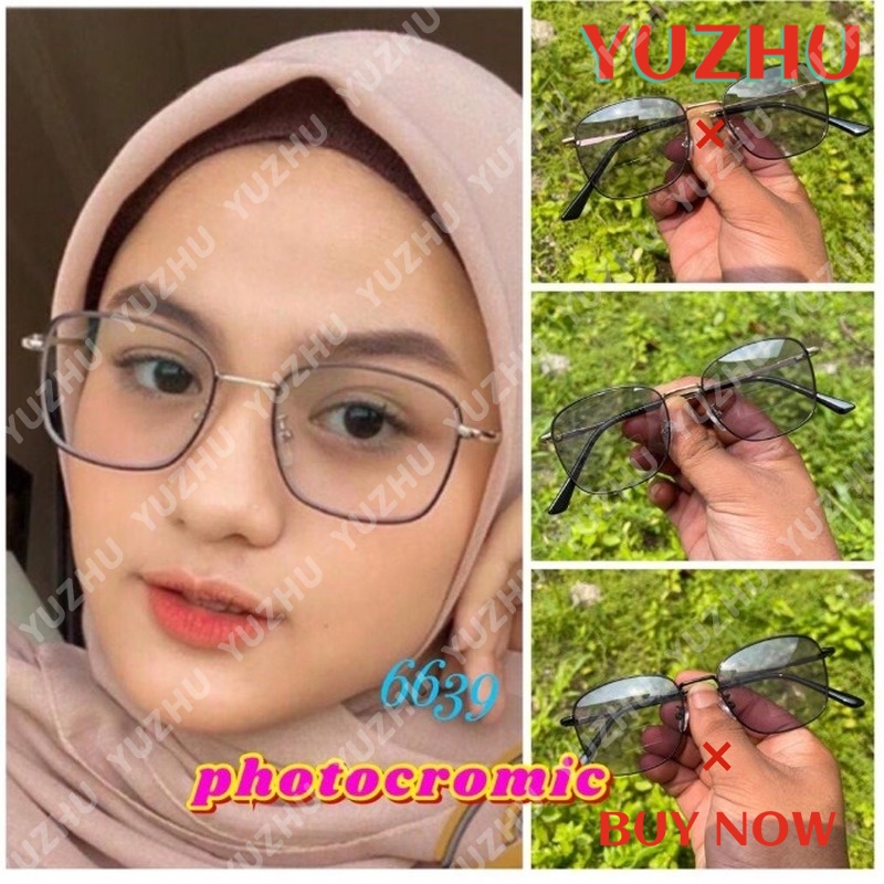 （YUZHU）COD Kacamata Photochromic Untuk Wanita Kacamata Anti Radiasi Untuk Wanita Kacamata Bingkai Logam