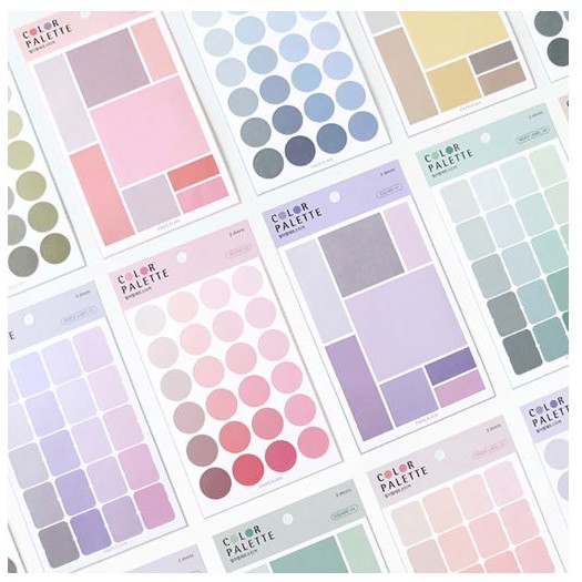 

4 SHEETS COLOR PALETTE DIY STICKER - WARNA BASIC CUTE - DIARY JURNAL