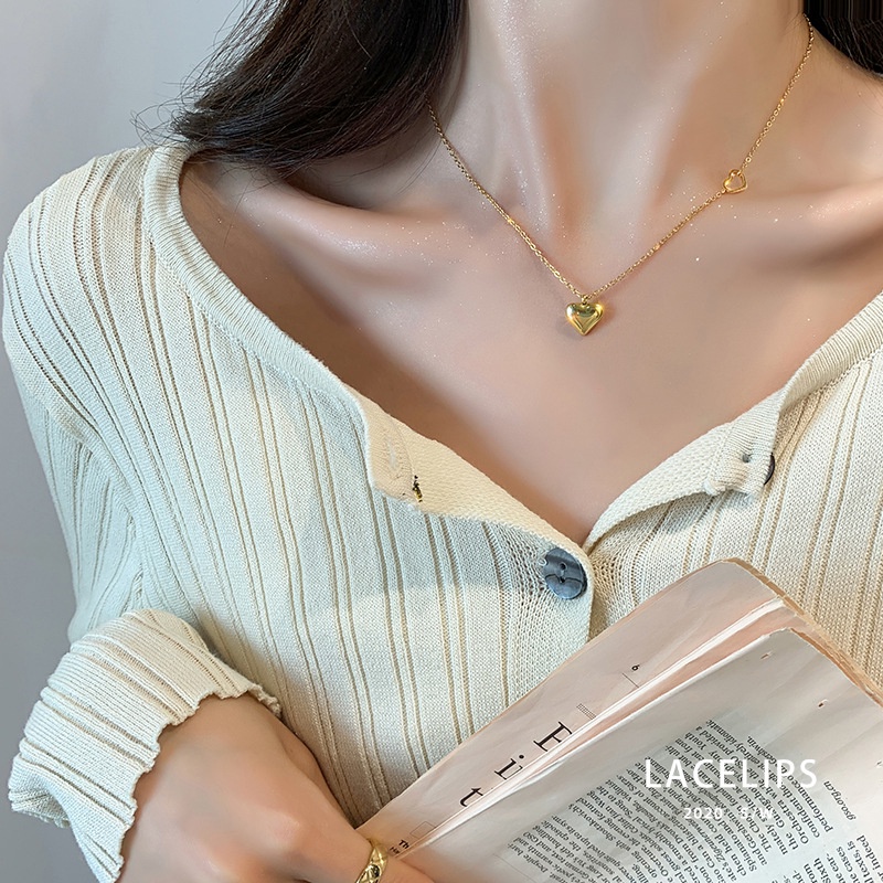 Bisa COD Obral Panas 2020 Kalung Emas Asli Kadar 375 Kalung Cinta Korea Wanita Kalung Super Star 727K2#