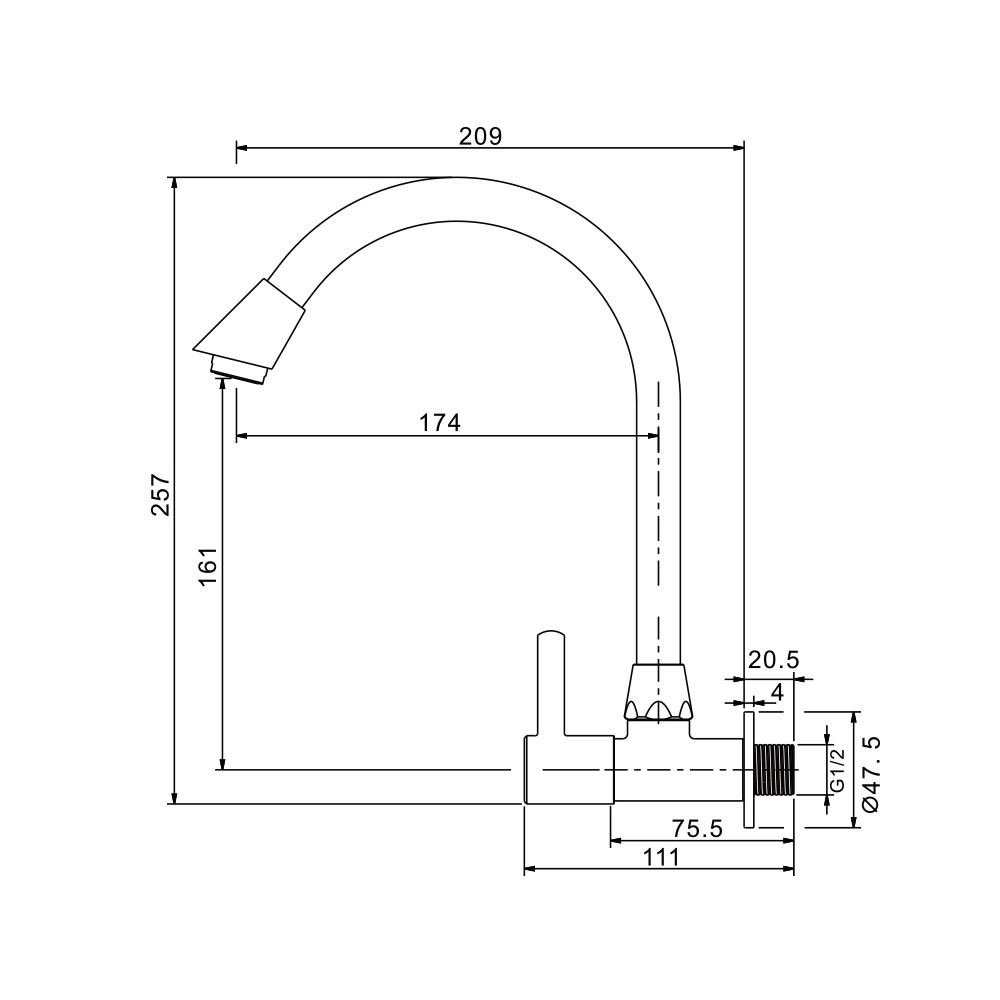 Kran Air Dapur Wall Sink Tap Merk FRAP Type IF4632 ukuran 1/2 inch