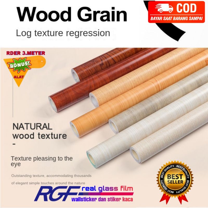 STIKER VINIL PVC MOTIF SERAT KAYU NATURAL DECORASI RUMAH WALLPAPEE LANTAI DINDING MEJA DAPUR RUANG T