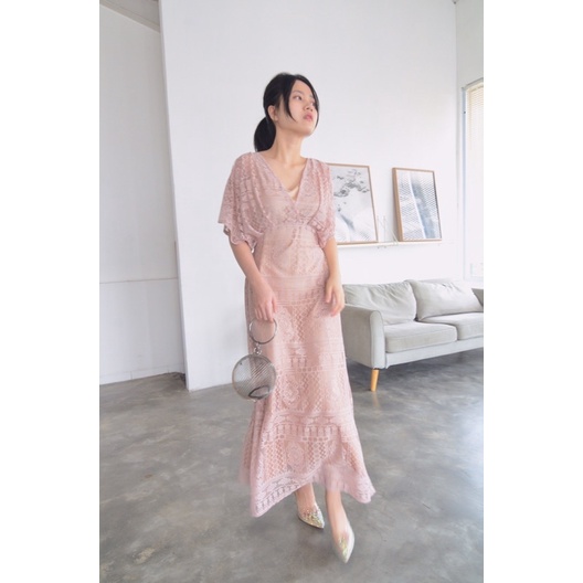 Selim Label Amira Long Dress Semi Kebaya Dress Pesta Maxi Dress Brokat