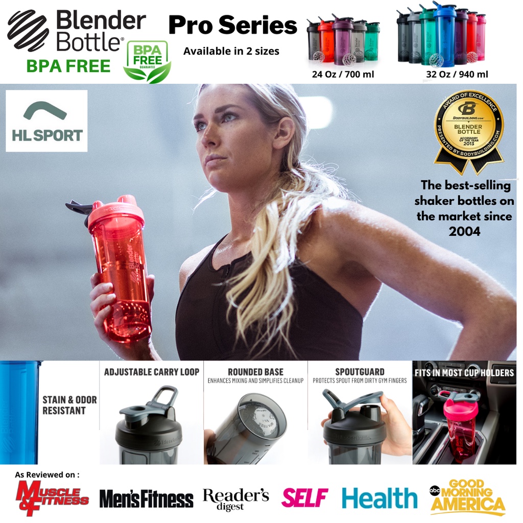 BlenderBottle Pro Shaker Bottle Pro Series Tritan Anti Stain and Odor