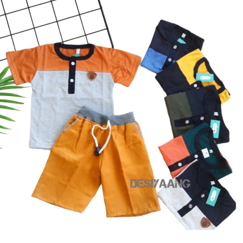 ONE SET ANAK LAKI LAKI SIZE S USIA 3-4TAHUN POLO KANCING CELANA CHINOS PENDEK MURAH