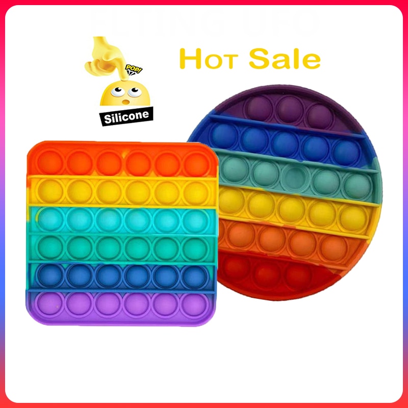 Silicone Desktop Push Bubble Sensory Toy Kid Funny Anti-stress Pop It Fidget Reliver Stress Game Board New Rainbow Cheap