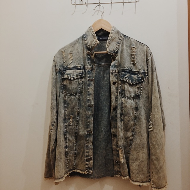 PRELOVED DENIM JACKET KOREAN STYLE SNOW ACID IMPORT SECOND BRANDED MURAH