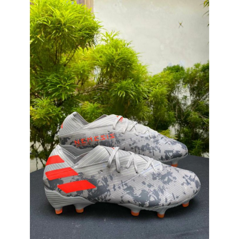 Sepatu Bola Adidas Nemeziz 19.1 Grey Orange FG