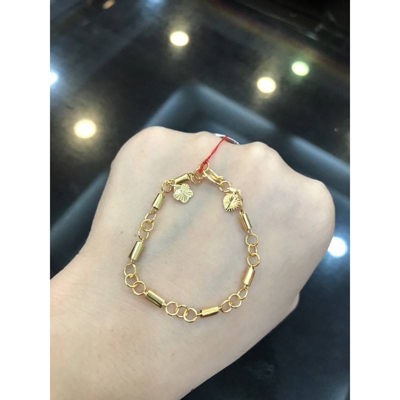 Gelang anak bambu kombinasi emas asli kadar 300