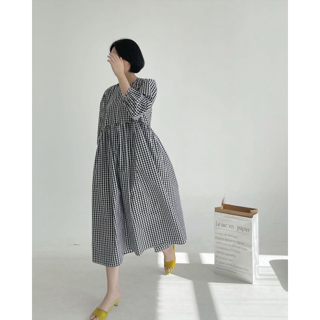 TRICK & TRICKY GHIA DRESS PLAID BLACK