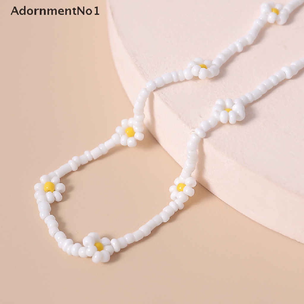 (AdornmentNo1) Kalung Choker Handmade Gaya Bohemia Motif Bunga Aster Aksen Manik-Manik Untuk Perhiasan Wanita