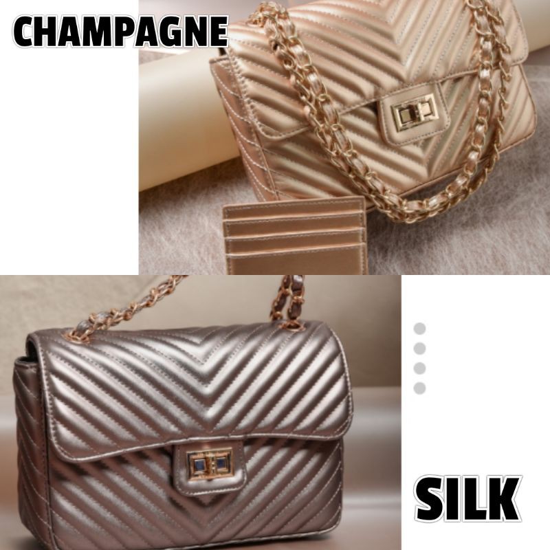 boston Chevron bag by local id / Chevron bag champagne silk local