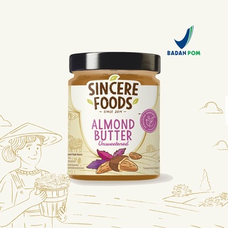 Organic Almond Butter Unsweetened Sincere Foods / Selai Kacang Almond 300g