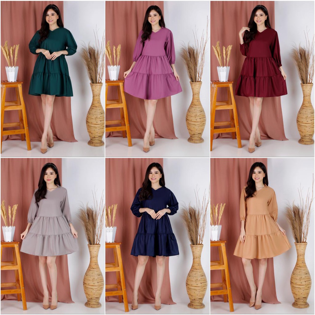 DRESS REA 6 WARNA TOYOBO PREMIUM TEBAL DRES CASUAL KATUN TOYOBO MURAH MEWAH FASHION DRESS