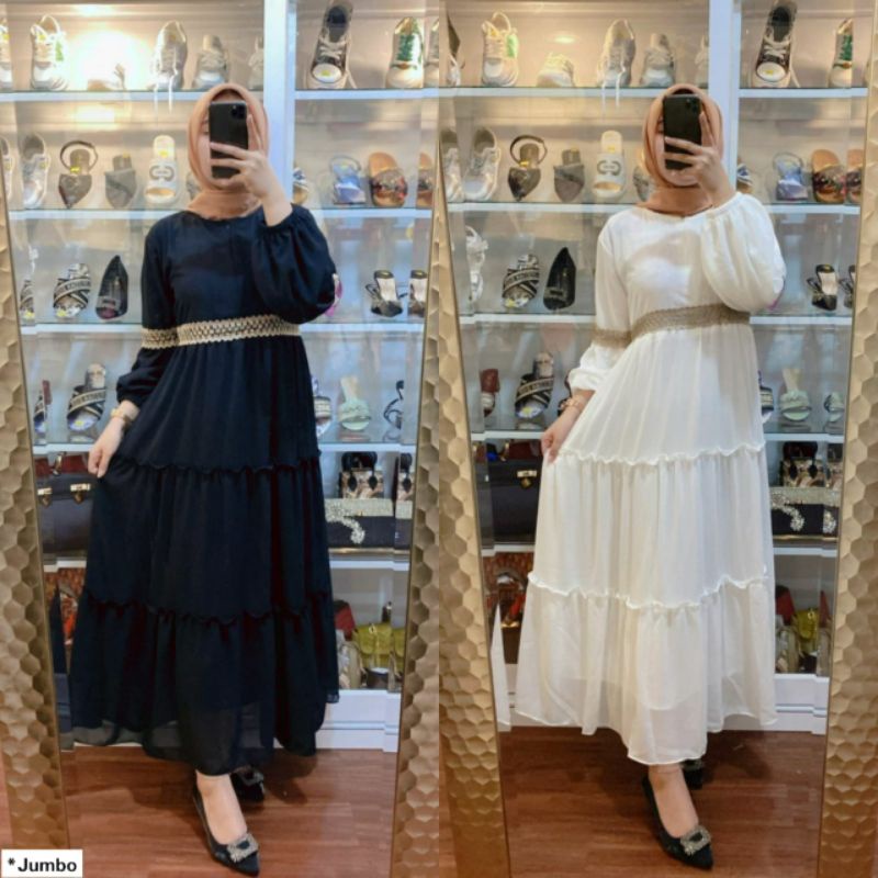 Premium Gamis Ceruti Renda Jumbo