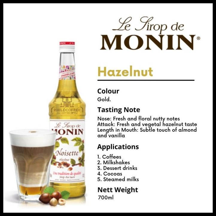 

Monin Syrup Hazelnut 700Ml | Sirup Perisa Hazelnut (Khusus Gojek)