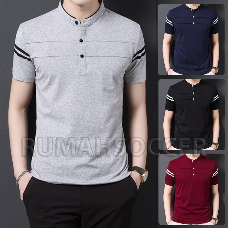 Kaos Pria Lengan Pendek Terbaru Zayn Polo Shirt Kerah Mandarin Shanghai Korea Distro Bandung