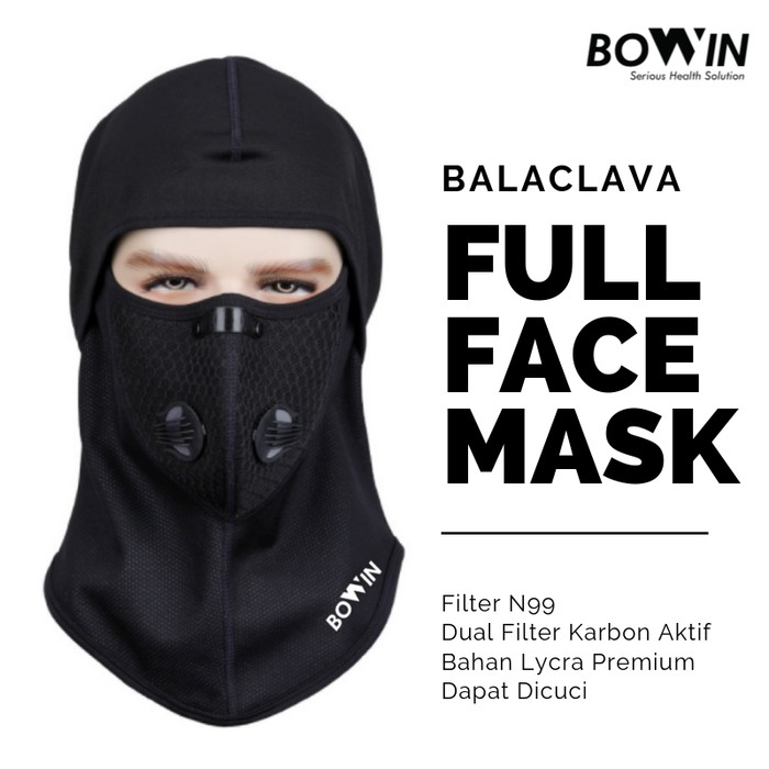 Bowin Masker Balaclava Full Face - Filter N99CV (Masker Motor - Ninja)