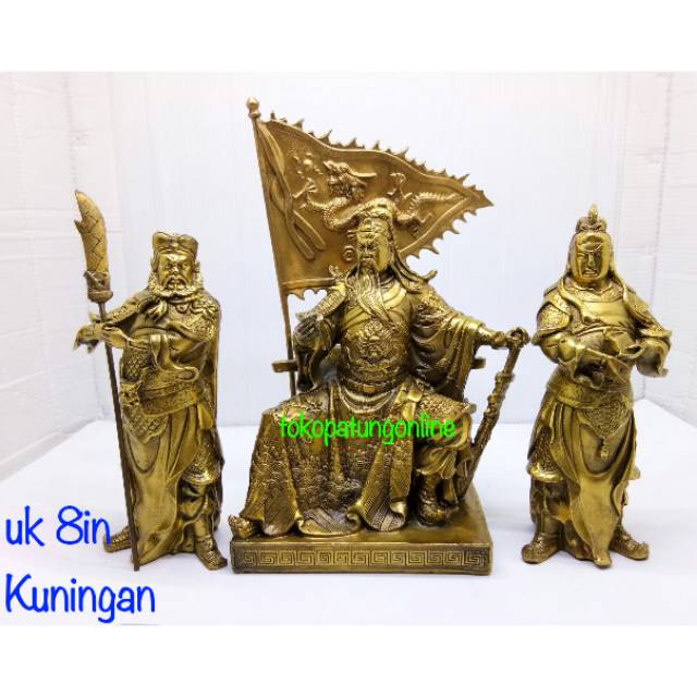 Patung Kwan Kong Kuningan Uk 8in Set