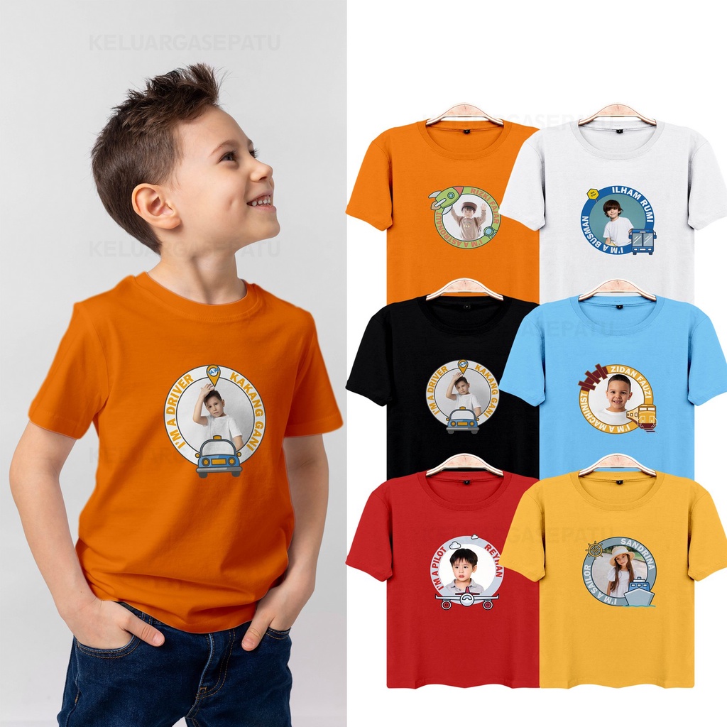 KAOS FOTO NAMA ANAK CUSTOM SABLON LUCU CEWE COWO KAOS ANAK CUSTOM FOTO NAMA DESIGN BEBAS SUKA SUKA ANAK CEWEK COWOK USIA 2 SAMPAI 12 TAHUN COTTON COMBED 30S MURAH