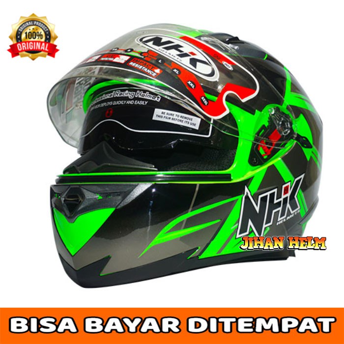 HELM / NHK / HELM NHK / HELM FULL FACE NHK HAWK GREEN FLUORIZENT TERMURAH