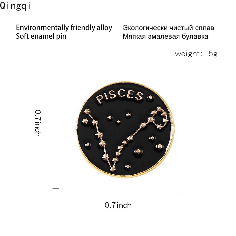 Bros Pin Enamel Desain 12 Zodiak Bintang Horoskop Leo Libra Virgo Untuk Ransel