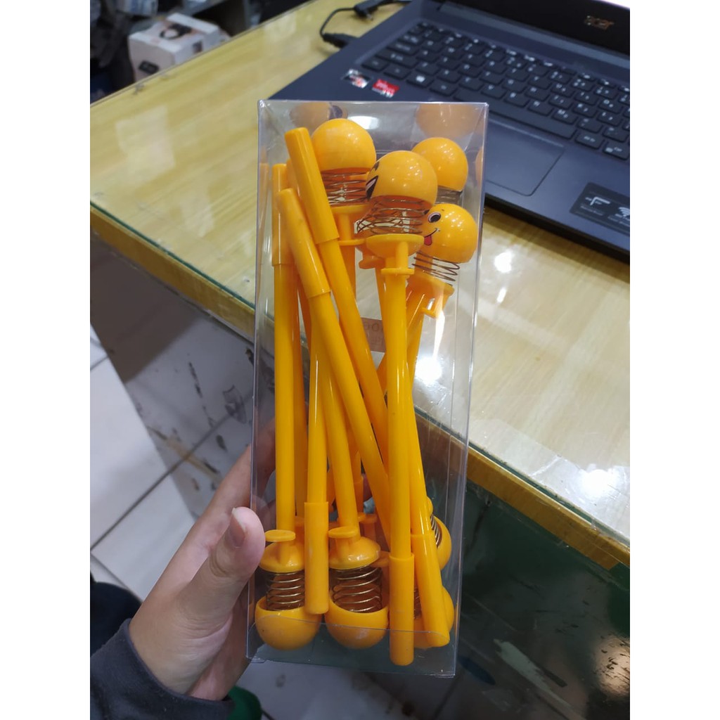 Pulpen karakter lucu korea spring doll non lampu cute character pen emoji doll