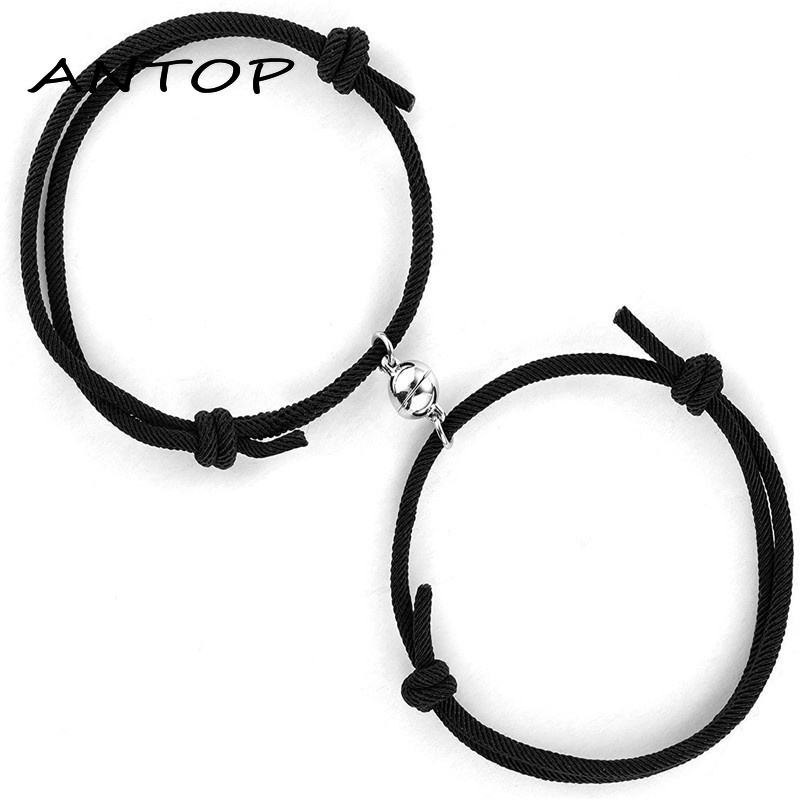 2 Pcs Gelang Cinta Pasangan Tali Kepang Magnetik Gaya Cina Untuk / Pria / Wanita ANTOP