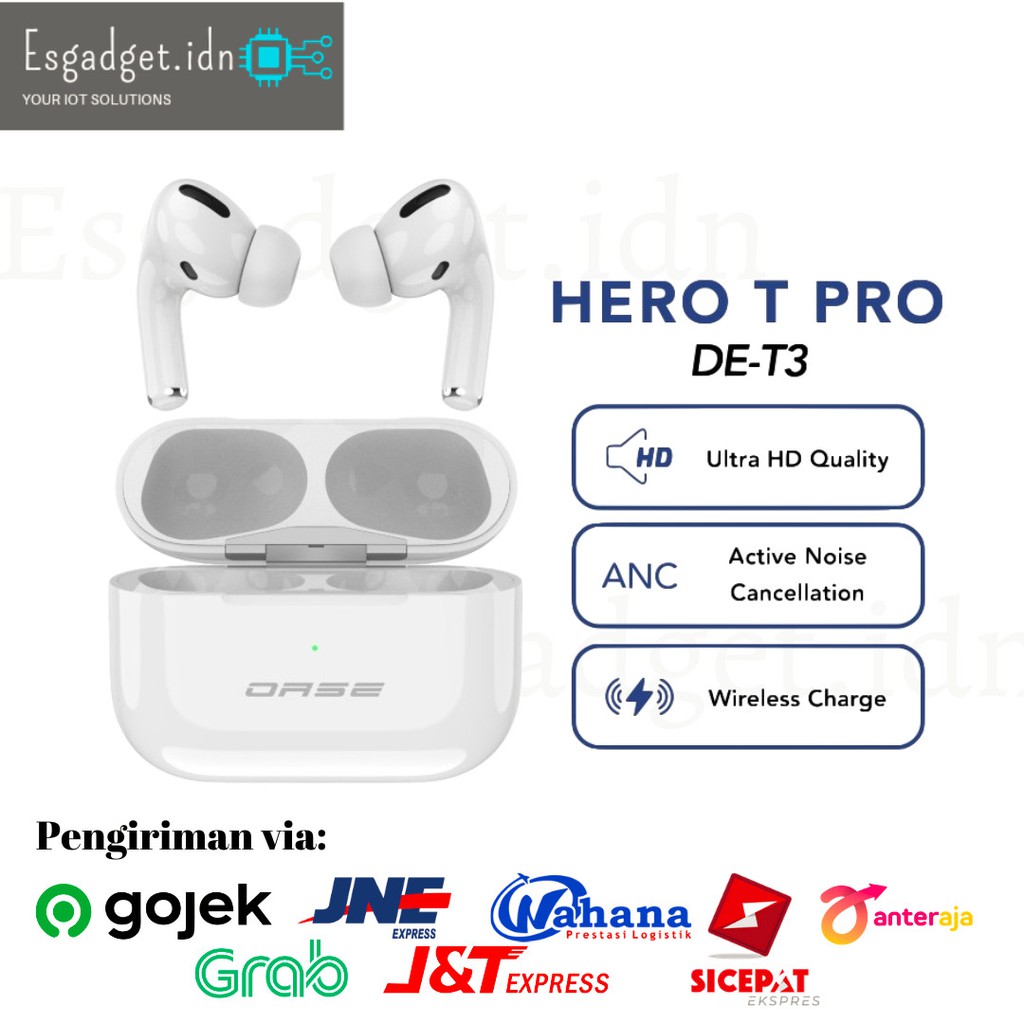 Oase TWS Bluetooth Earphone 5.1 ANC Hero T Pro DE-T3 Garansi Resmi