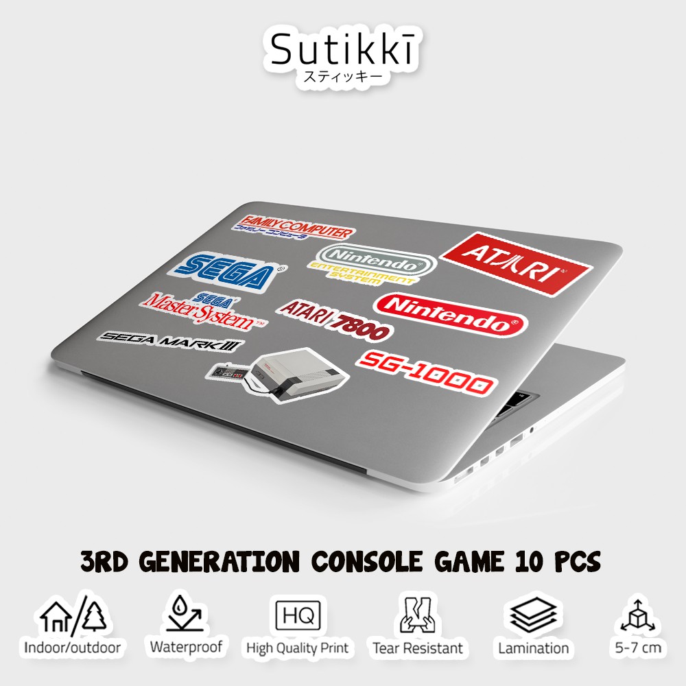 Sutikki | Sticker Pack Logo 3rd Generation Video Game Console Vintage Die Cut Stiker Laptop