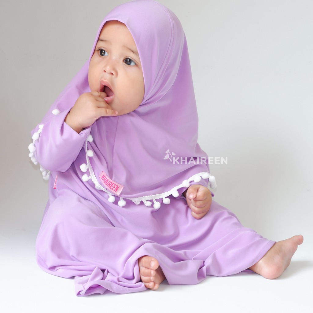 Gamis Bayi Perempuan Original Khaireen Pompom Jersey Import Newborn - 5 Tahun / Gamis Bayi