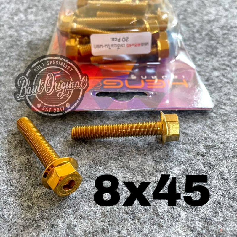 baut probolt 2kunci 2 kunci stainless 8x45 drat 12 panjang 4.5 cm original heng thailand gold