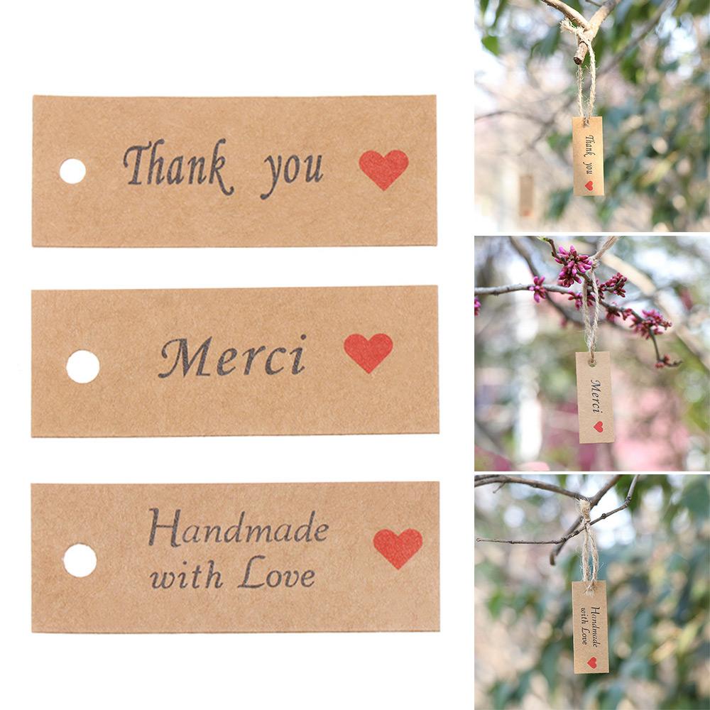 Solighter 100 Pcs Kertas Kraft Tag Hadiah Perlengkapan Packing Dekorasi Pesta Pernikahan Handmade Tag Baju