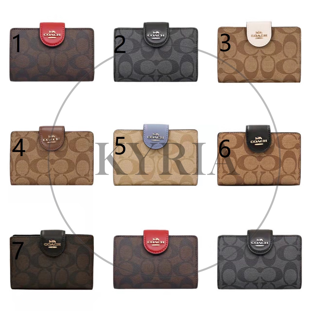 dompet wanita lipat 0082 canvas signature new ladies medium wallet multi-card card holder, coin purse New Style MEDIUM CORNER ZIP WALLET IN SIGNATURE CANVAS